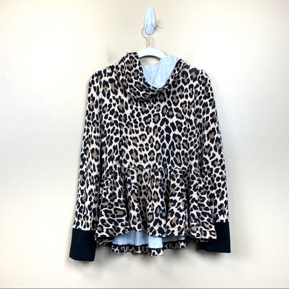 Kate Spade leopard terry hoodie peplum small - Picture 8 of 8